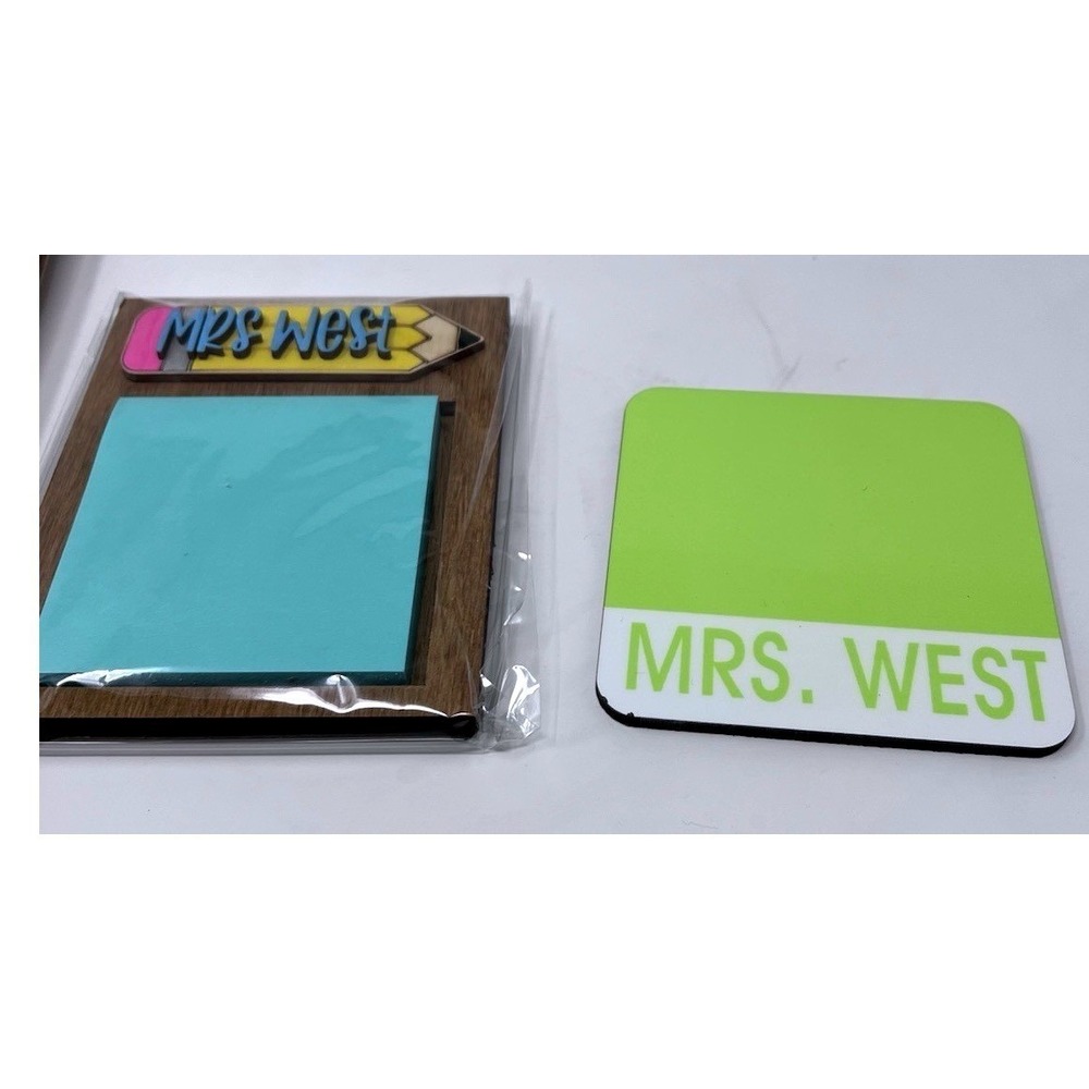 Teacher Inspired Mrs. West Teacher Desk‎ Set Sticky Note Holder & Coaster